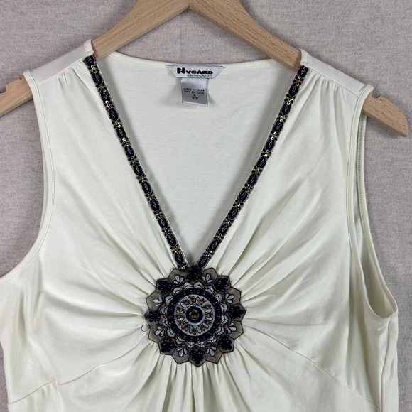 Vintage Womens Y2K Babydoll Top Size S Beaded Preppy Fairy Grunge Coquette Boho - Picture 3 of 10